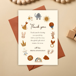 Tarjeta De Agradecimiento Cute Género Neutral Boho Baby Shower