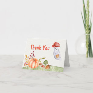 Tarjeta De Agradecimiento Cute Ghost Mushroom Halloween Fall Baby Shower