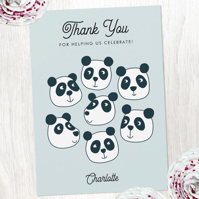 Tarjeta De Agradecimiento Cute Giant Panda Bear (Cute Panda Bear personalized text mint green thank you card)