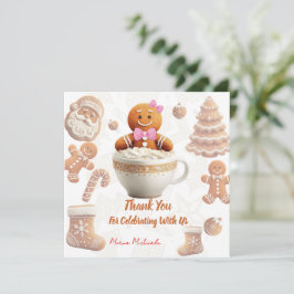 Tarjeta De Agradecimiento Cute Gingerbread Cookie kids party