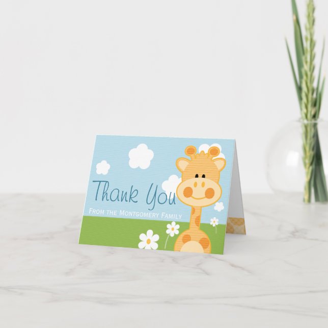 TARJETA DE AGRADECIMIENTO CUTE GIRAFFE GRACIAS (Anverso)