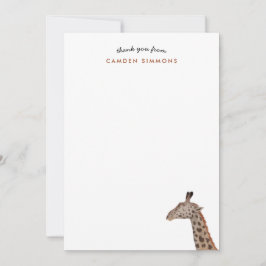 Tarjeta De Agradecimiento Cute Giraffe Kids Stationary