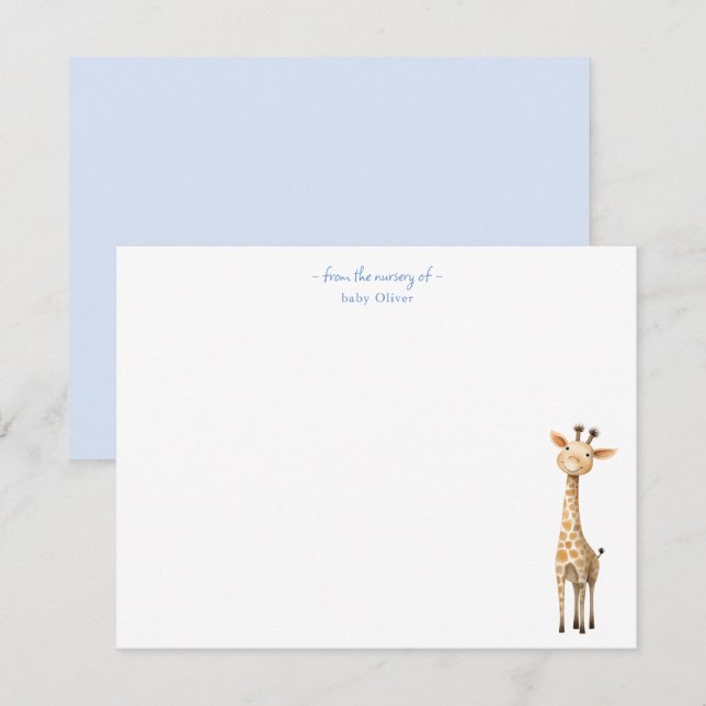 Tarjeta De Agradecimiento Cute Giraffe Niño Niñera (Anverso / Reverso)