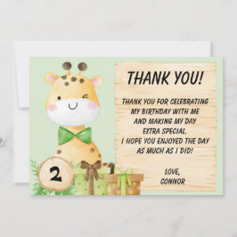 Tarjeta De Agradecimiento Cute Giraffe Para Los Pequeños