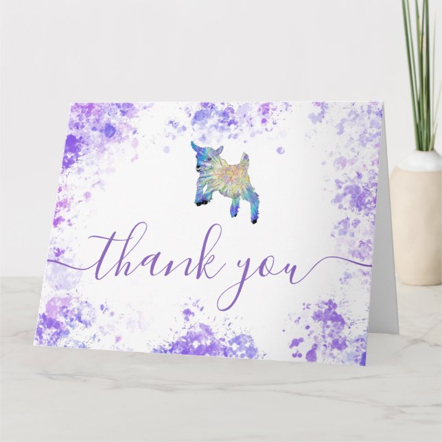 Tarjeta De Agradecimiento Cute Goats Farm Birthday Party (Anverso)