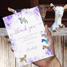 Tarjeta De Agradecimiento Cute Goats Farm Birthday Party Thank You