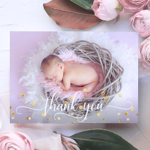 Tarjeta De Agradecimiento Cute Gold CHICA Baby Shower GRACIAS FOTO