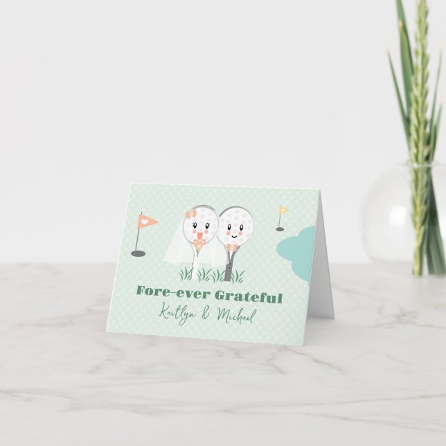 Tarjeta De Agradecimiento Cute Golf Ball Wedding Ducha Gracias (Anverso)