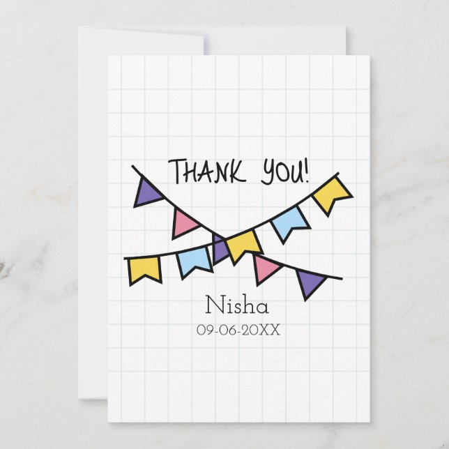 Tarjeta De Agradecimiento Cute Gracias a los niños línea de fondo con el agr (Anverso)