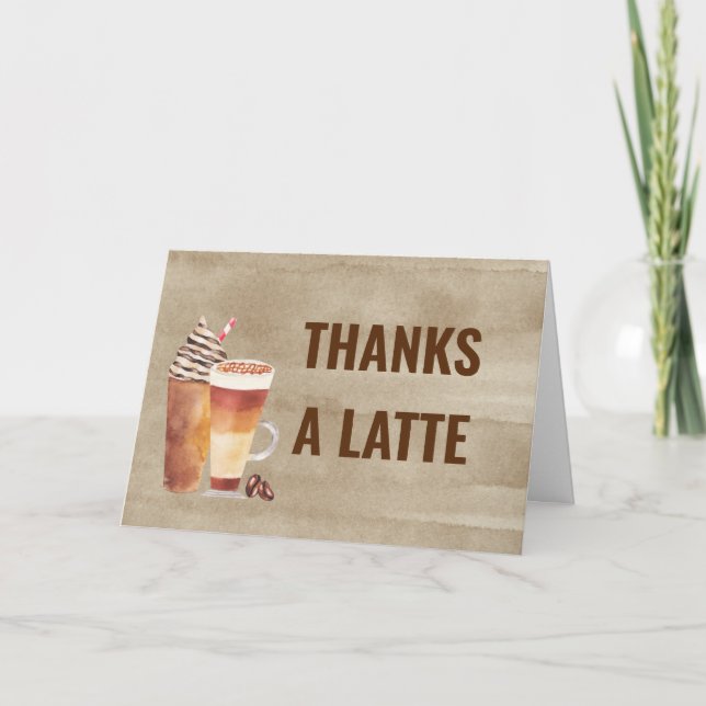 Tarjeta De Agradecimiento Cute gracias a un café latte (Anverso)