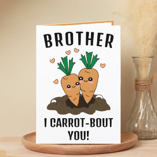 Tarjeta De Agradecimiento Cute Gracioso Carrot Pun Brother Happy Birday