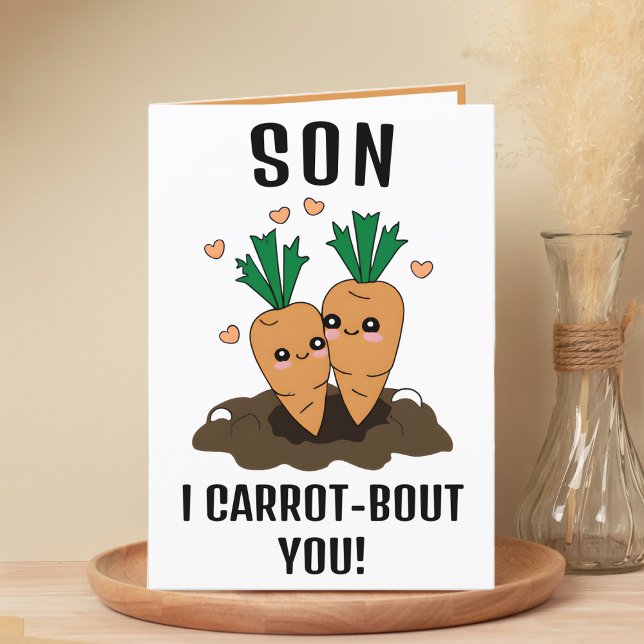 Tarjeta De Agradecimiento Cute Gracioso Carrot Pun Son Feliz Cumpleaños (cute funny carrot birthday card for son)
