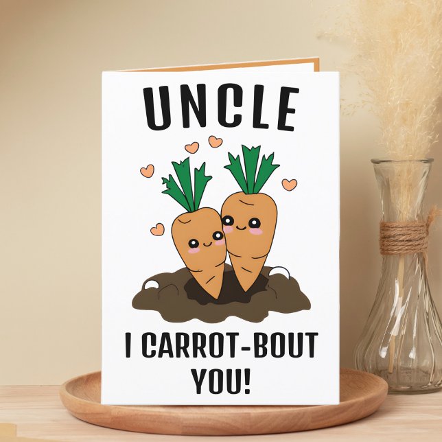 Tarjeta De Agradecimiento Cute Gracioso Carrot Pun Tío Feliz Cumpleaños (cute funny carrot birthday card for uncle)