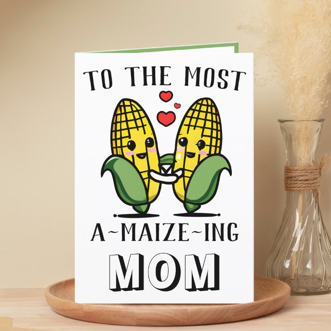 Tarjeta De Agradecimiento Cute gracioso grano de maíz dulce feliz día de la  (cute corn amazing mom happy birthday greeting card)