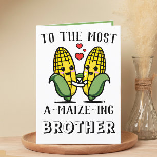 Tarjeta De Agradecimiento Cute gracioso maíz maíz Pun Hermano Feliz cumpleañ