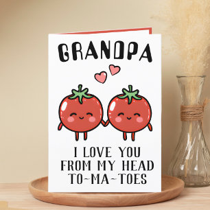 Tarjeta De Agradecimiento Cute gracioso tomate Pun abuelo Feliz cumpleaños