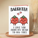 Tarjeta De Agradecimiento Cute Gracioso Tomate Pun Daughter Birday<br><div class="desc">¿Buscando una manera única de expresar tu amor y humor a tu hijo? ¡Nuestra graciosa tarjeta de saludo de bolígrafo de tomate es la elección perfecta para tu hija en su cumpleaños! Personalizar al agregar tu propio mensaje personal.</div>