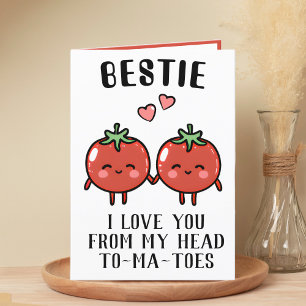 Tarjeta De Agradecimiento Cute Gracioso Tomate Pun Mejor Amigo Feliz Cumplea
