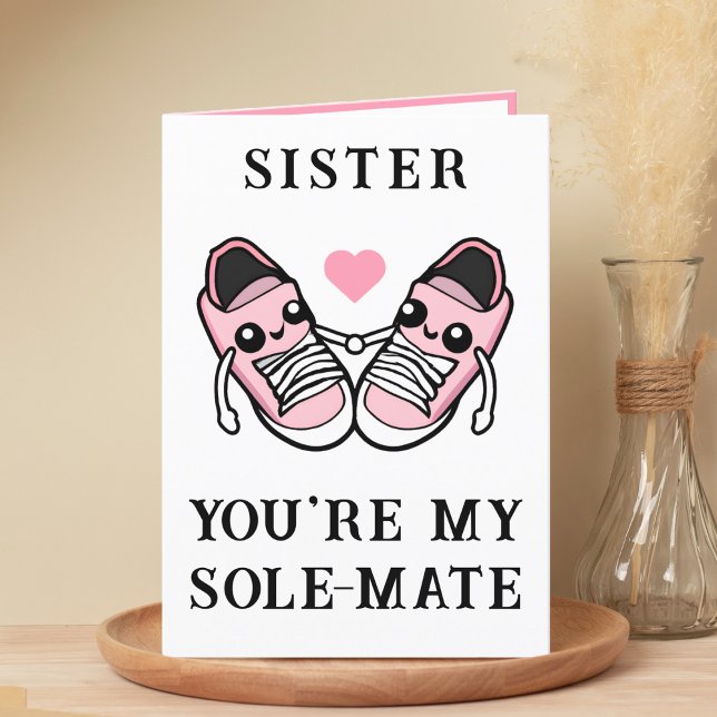 Tarjeta De Agradecimiento Cute gracioso zapato rosado Pun hermana feliz cump (cute, funny pink shoe pun sister happy birthday card)