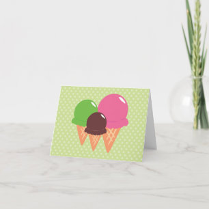 Tarjeta De Agradecimiento Cute Green Ice Cream Cone Gracias Cartas