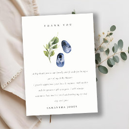 Tarjeta De Agradecimiento Cute Green Ink Blue Boy Shoes Foliage Baby Shower