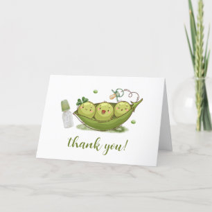 Tarjeta De Agradecimiento Cute Green Pacifier Sweet Pea In Pod Baby Shower
