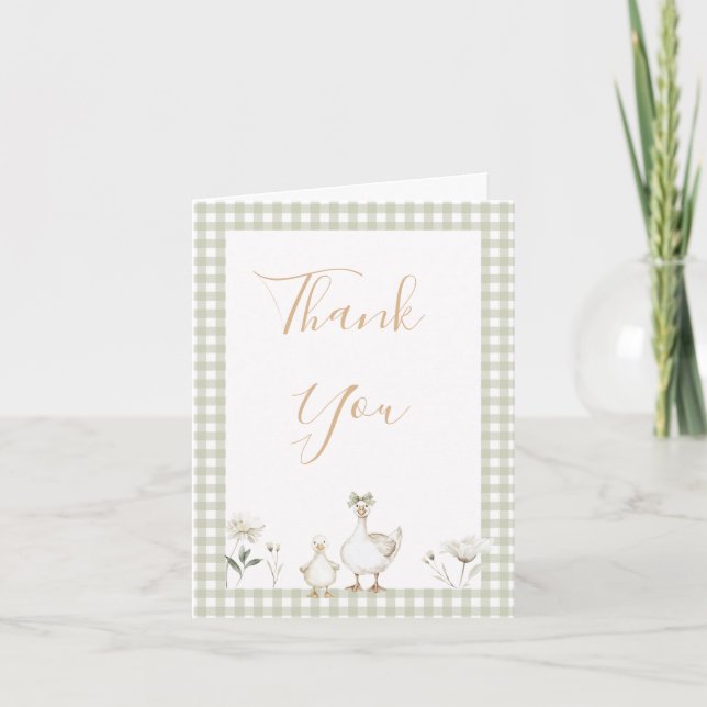 Tarjeta De Agradecimiento Cute Green Silly Goose Baby Shower Thank You Card (Anverso)
