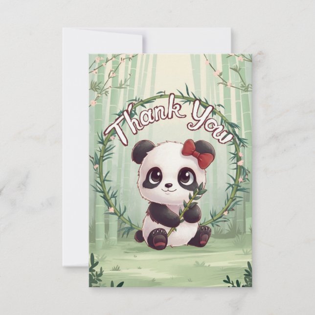 Tarjeta De Agradecimiento Cute Greeting Panda (Anverso)
