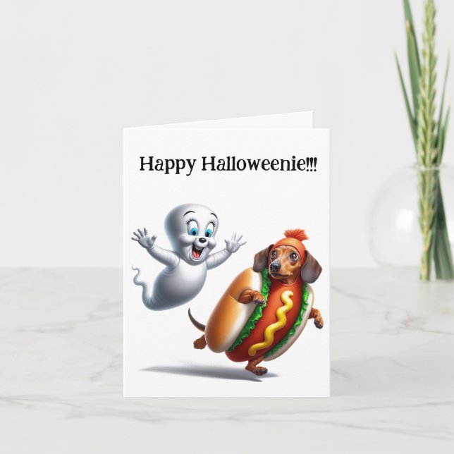 Tarjeta De Agradecimiento Cute Halloween Dachshund Card (Anverso)