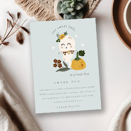 Tarjeta De Agradecimiento Cute Halloween Fantasma Azul Pequeño Boo Fiesta de