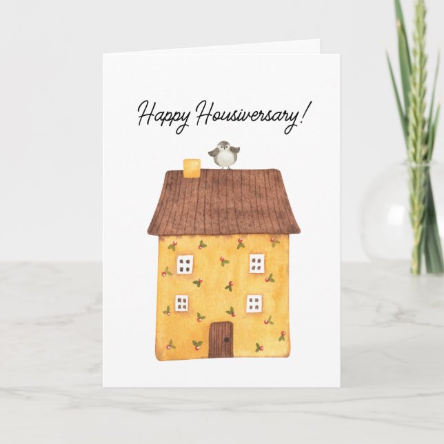 Tarjeta De Agradecimiento Cute Happy Housiversary New Home Client (Anverso)