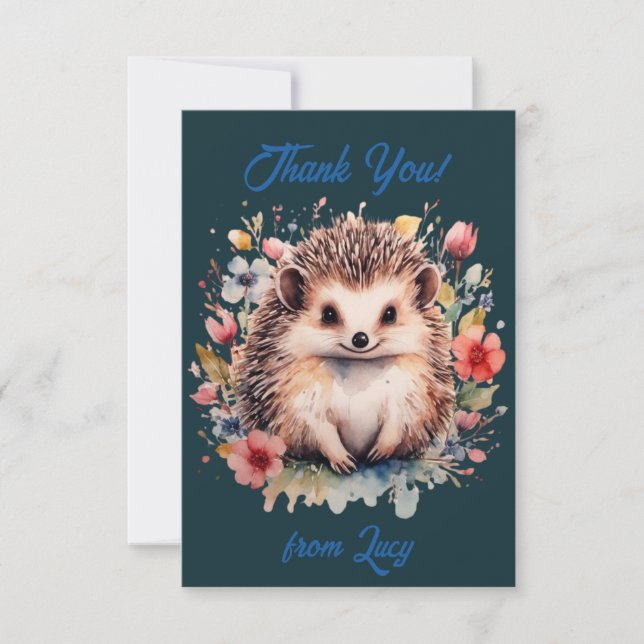Tarjeta De Agradecimiento Cute Hedgehog personalizado (Anverso)