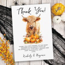 Cute Highland Cow Autumn Pumpkins Baby Shower
