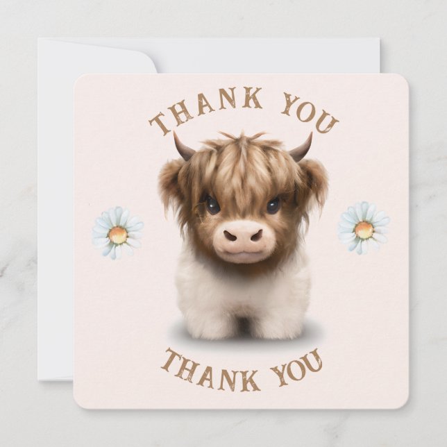 Tarjeta De Agradecimiento Cute Highlands Escocia Cow (Anverso)