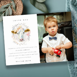 Tarjeta De Agradecimiento Cute Holy Cow Farm Kids Foto Cumpleaños de Cualqui