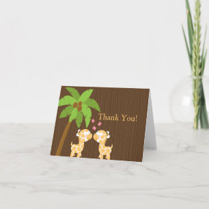Tarjeta De Agradecimiento Cute Jungle Giraffe Múltiples Gracias Baby Shower