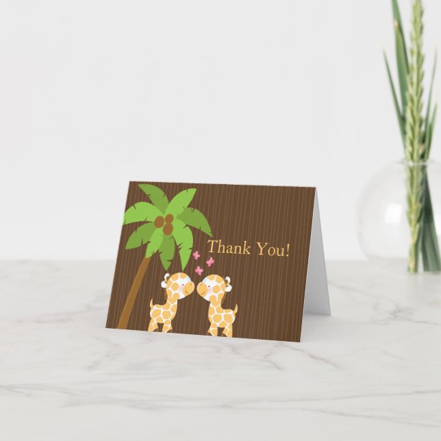Tarjeta De Agradecimiento Cute Jungle Giraffe Múltiples Gracias Baby Shower (Anverso)