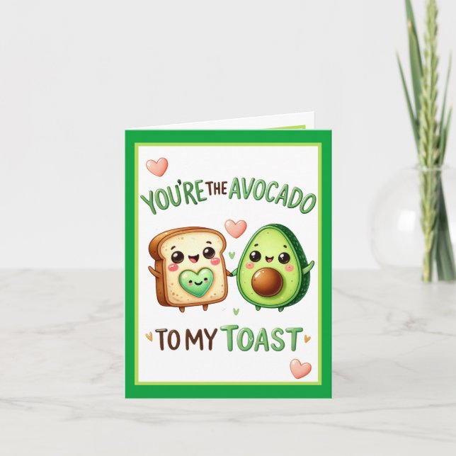 Tarjeta De Agradecimiento Cute Kawaii Aguacate y Tostada (Anverso)