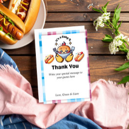 Tarjeta De Agradecimiento Cute Kawaii Baby-Q Gender Reveal Party