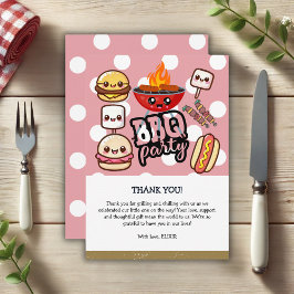 Tarjeta De Agradecimiento Cute Kawaii BBQ Fiesta Baby Shower