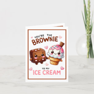 Tarjeta De Agradecimiento Cute Kawaii Brownie y Ice Cream