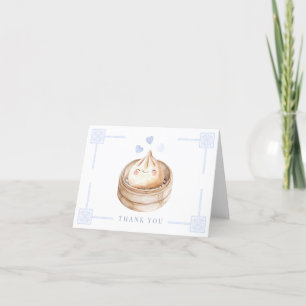 Tarjeta De Agradecimiento Cute Kawaii Dumpling Azul Baby Shower Gracias Ca