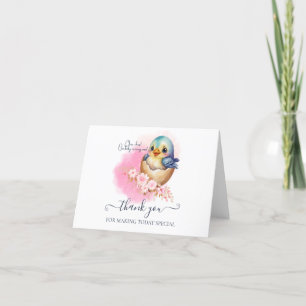 Tarjeta De Agradecimiento Cute Kawaii Egg Bird Elegant Floral Baby Shower