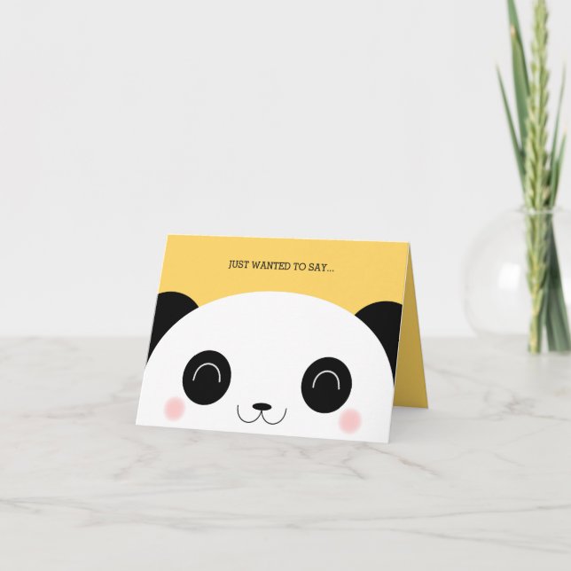 Tarjeta De Agradecimiento Cute Kawaii Peekaboo Panda Face Gracias (Anverso)