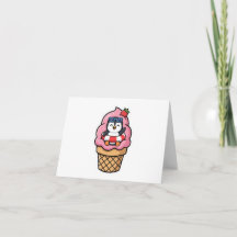 Cute Kawaii Pingüino Cono de Helado Verano BSticke