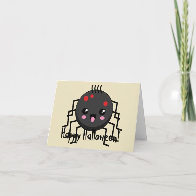 Tarjeta De Agradecimiento Cute Kawaii Spider (Anverso)