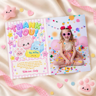 Tarjeta De Agradecimiento Cute Kawaii Squishies Foto de Fiesta de Cumpleaños