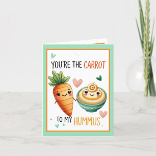 Tarjeta De Agradecimiento Cute Kawaii Zanahoria y Hummus