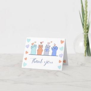 Tarjeta De Agradecimiento Cute Kitten Kitty Cats Hearts Baby Shower