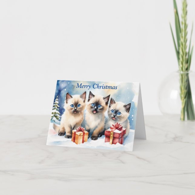 Tarjeta De Agradecimiento Cute Kitten Xmas Card (Anverso)